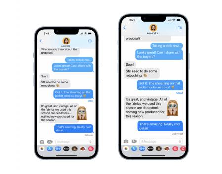 Comparison of iPhone 14 and iPhone 14 Plus with the Messages app