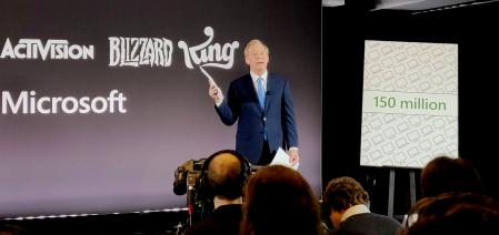 Microsoft President Brad Smith during a press conference in Brussels