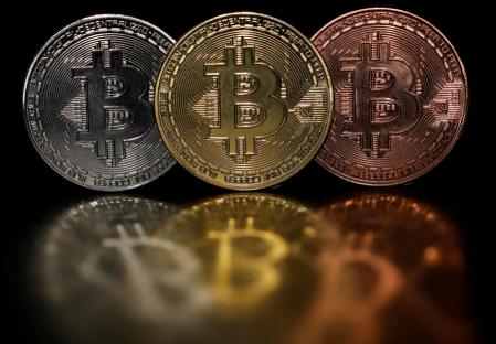 Illustration showing the representation of the famous Bitcoin in coins.