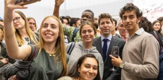 IE students with Sam Altman, in Madrid